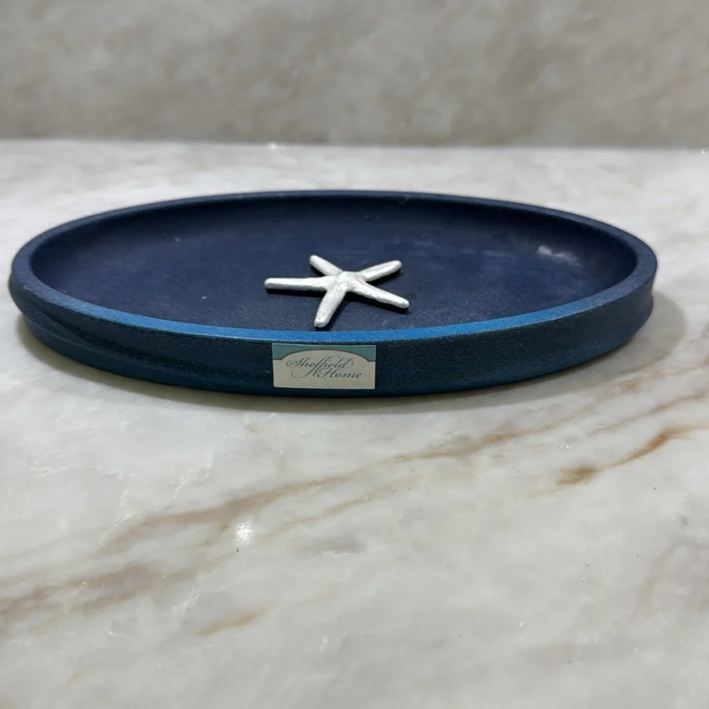 Sheffield home Navy Blue small tray with Starfish Accent